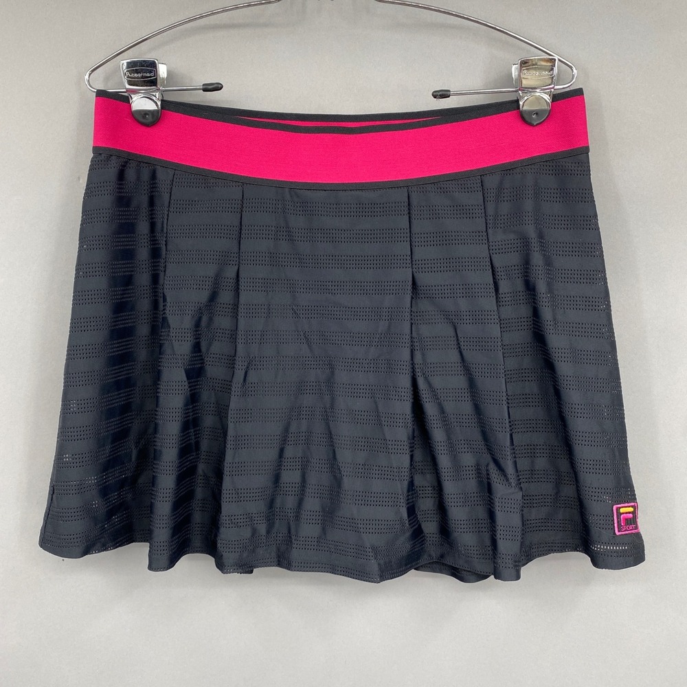Fila Sport Skort Women Large Black Pink Mesh Athletic Tennis Skirt Preppy Active